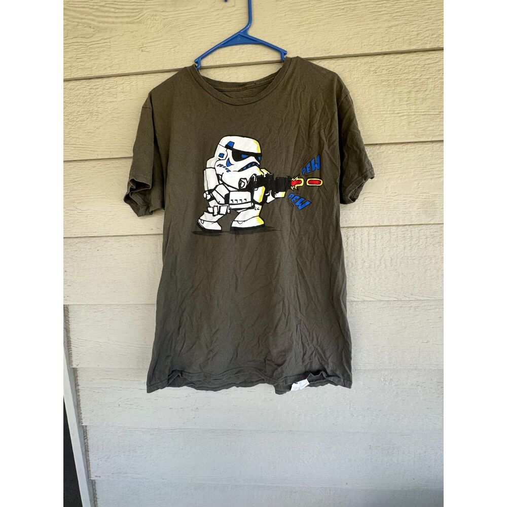 Disneyland Star Wars Stormtrooper Pew Pew Graphic T Shirt Olive Green L